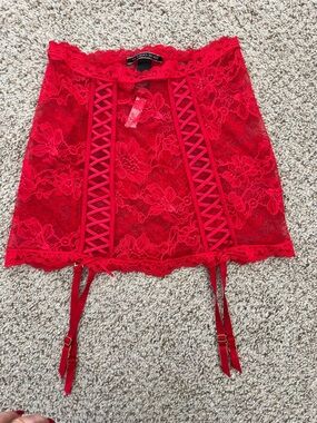 Victoria's Secret Red Lace Garter Skirt